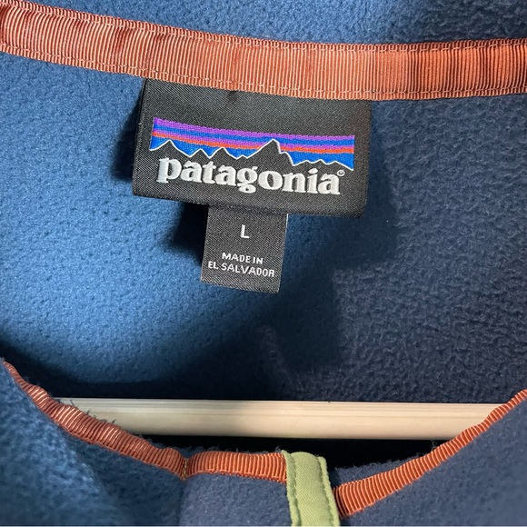 Patagonia  Pullover Snap T Fleece Lightweight Blue Green Trim Gently Worn Size L - Picture 6 of 7
